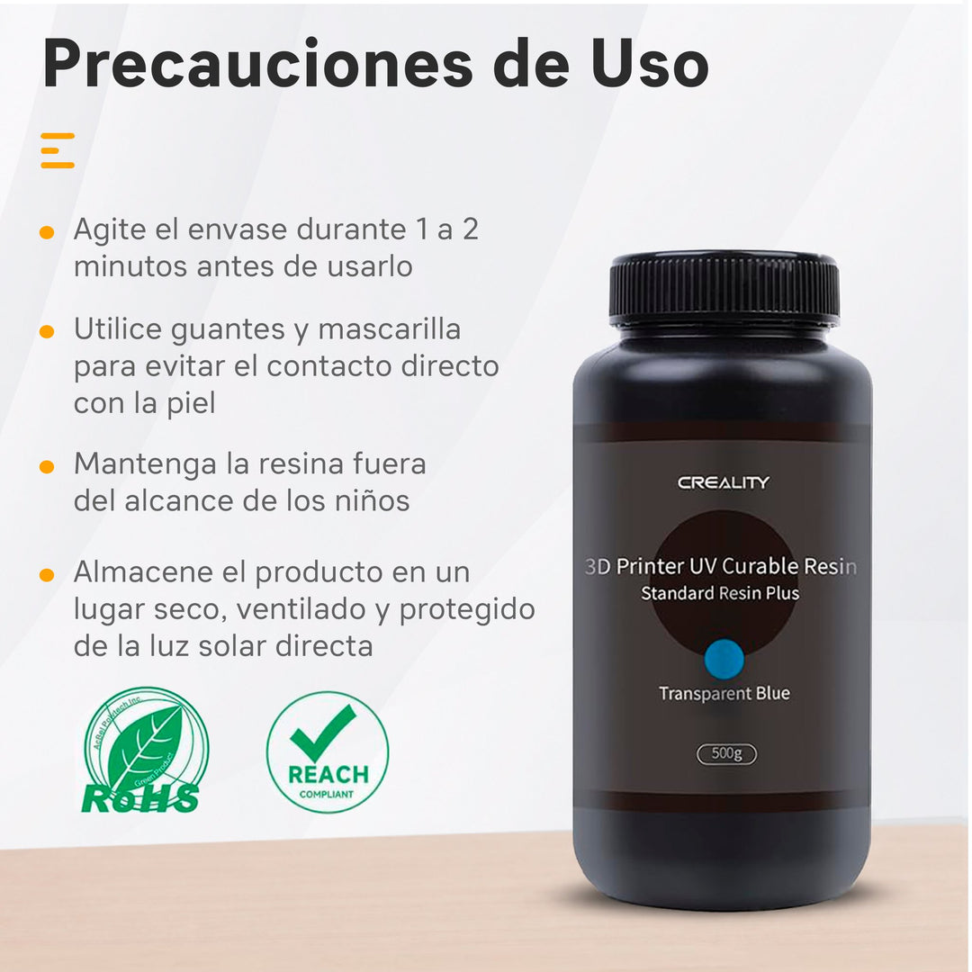 Resina Creality Standard Plus Verde Transparente 500g para Impresora 3D LCD SLA