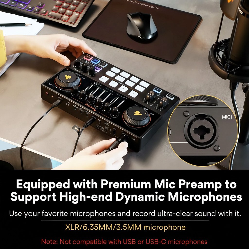 Maono Caster AME2 – Interfaz de Audio para Streaming y Podcast con Bluetooth