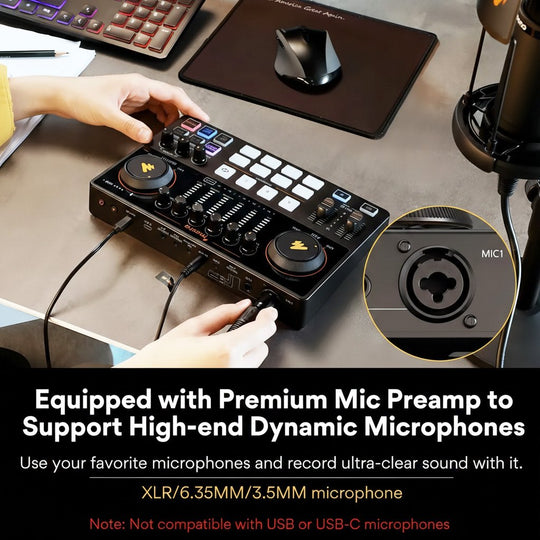 Maono Caster AME2 – Interfaz de Audio para Streaming y Podcast con Bluetooth