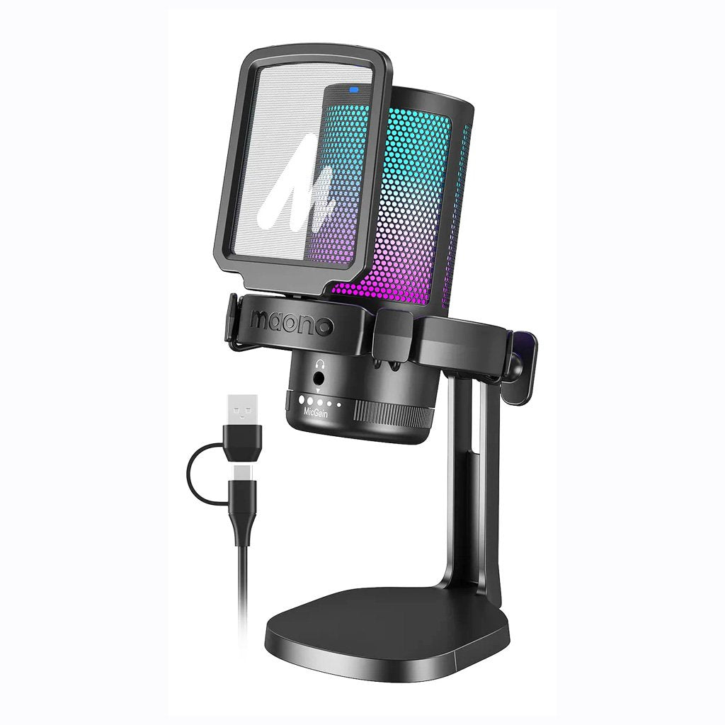 Micrófono de Condensador Maono DGM20 RGB Pro Gamer USB – Negro