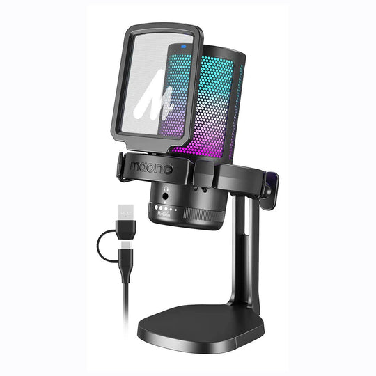 Micrófono de Condensador Maono DGM20 RGB Pro Gamer USB – Negro