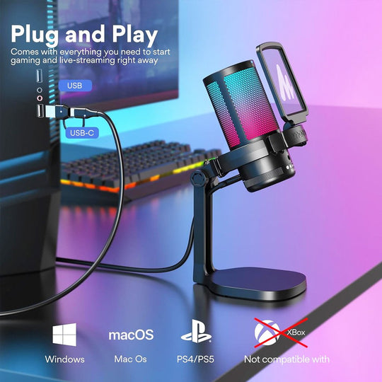 Micrófono de Condensador Maono DGM20 RGB Pro Gamer USB – Negro