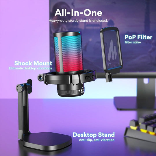 Micrófono de Condensador Maono DGM20 RGB Pro Gamer USB – Negro