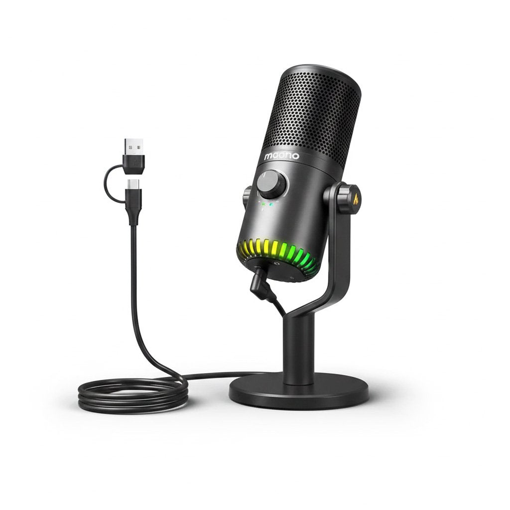 Micrófono Maono DM30 RGB Gamer Condensador Cardioide USB – Negro