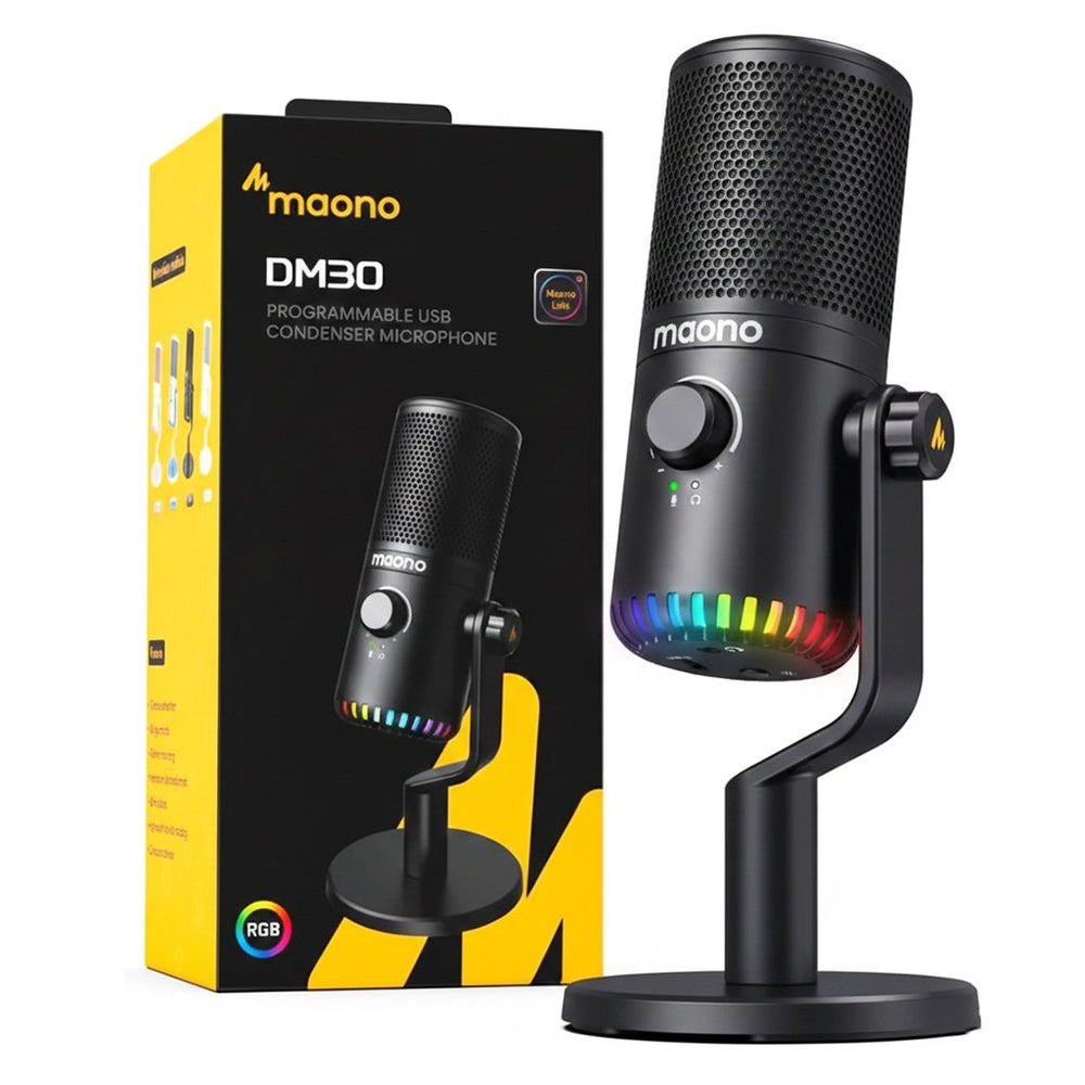 Micrófono Maono DM30 RGB Gamer Condensador Cardioide USB – Negro