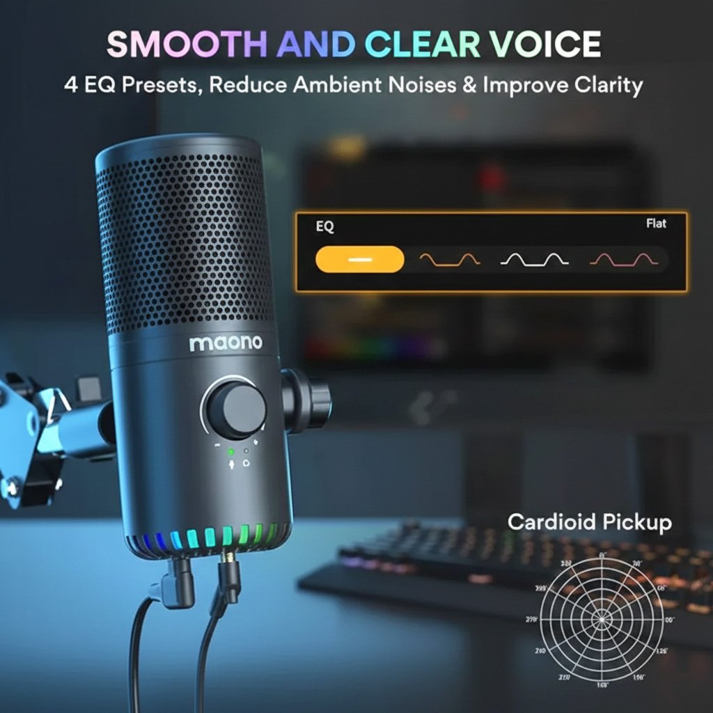 Micrófono Maono DM30 RGB Gamer Condensador Cardioide USB – Negro