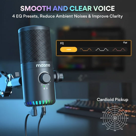 Micrófono Maono DM30 RGB Gamer Condensador Cardioide USB – Negro