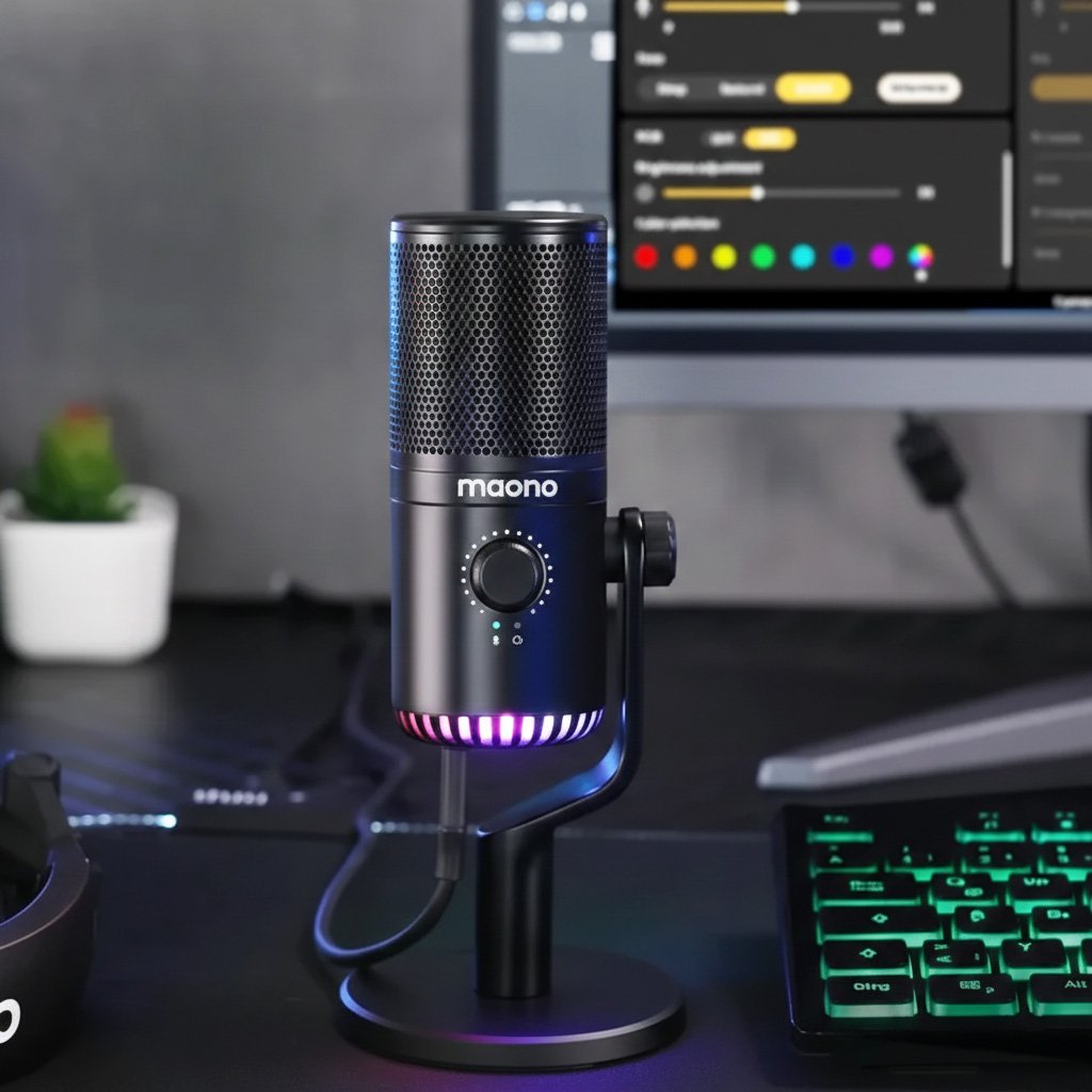 Micrófono Maono DM30 RGB Gamer Condensador Cardioide USB – Negro