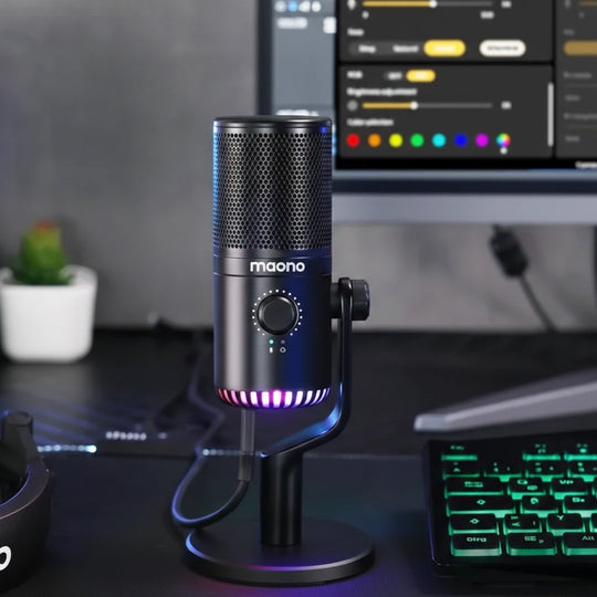 Micrófono Maono DM30 RGB Gamer Condensador Cardioide USB – Negro