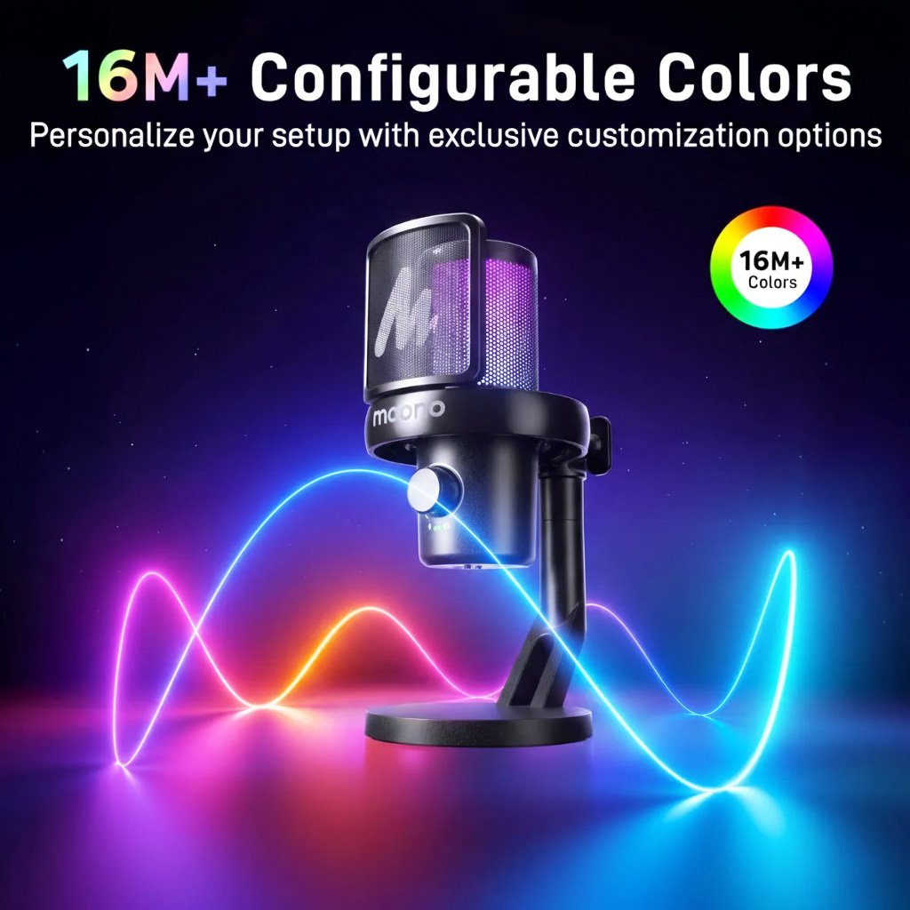 Micrófono Gamer Maono DM40 Pro RGB – Inalámbrico / USB – Negro