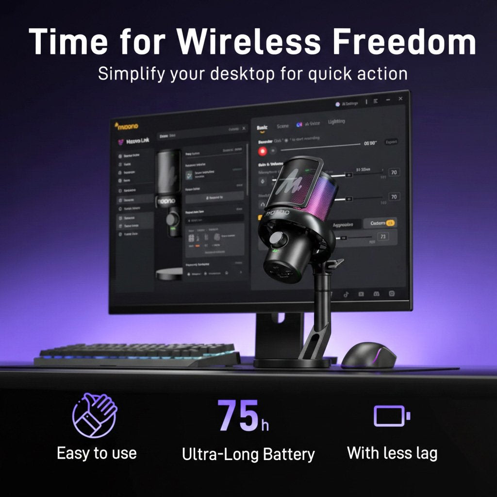 Micrófono Gamer Maono DM40 Pro RGB – Inalámbrico / USB – Negro