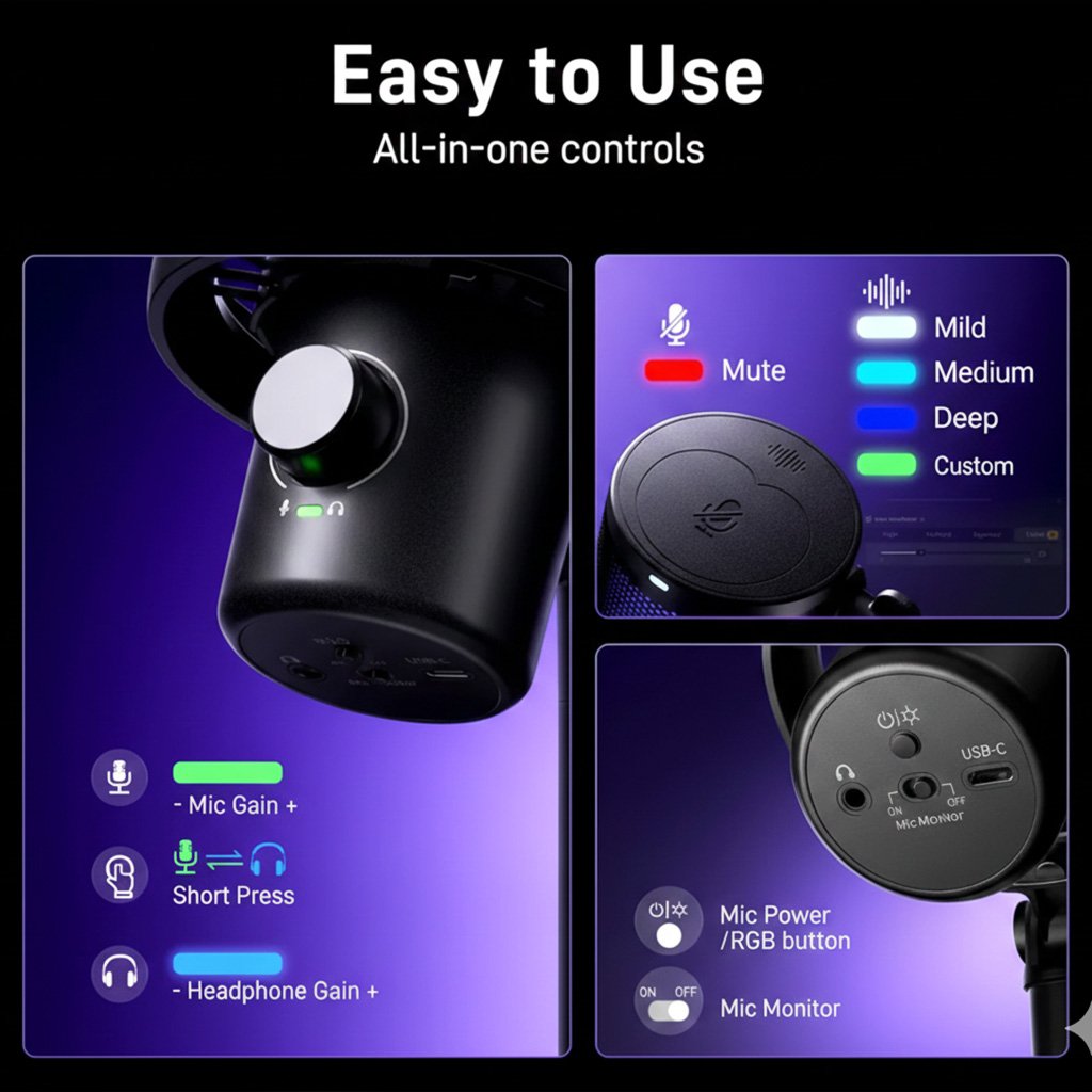 Micrófono Gamer Maono DM40 Pro RGB – Inalámbrico / USB – Negro