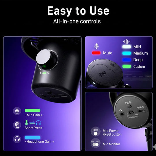 Micrófono Gamer Maono DM40 Pro RGB – Inalámbrico / USB – Negro