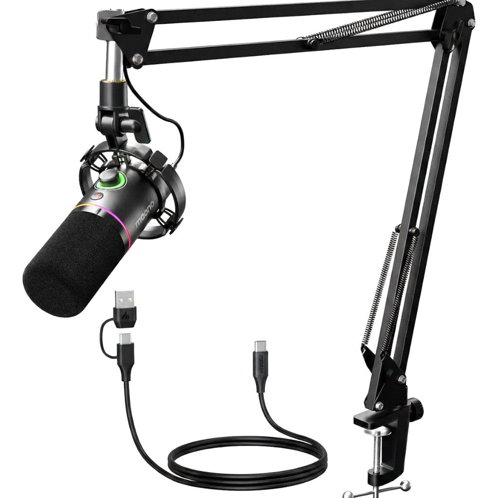 Micrófono Dinámico Maono PD200XS USB y XLR con Brazo Articulado y RGB