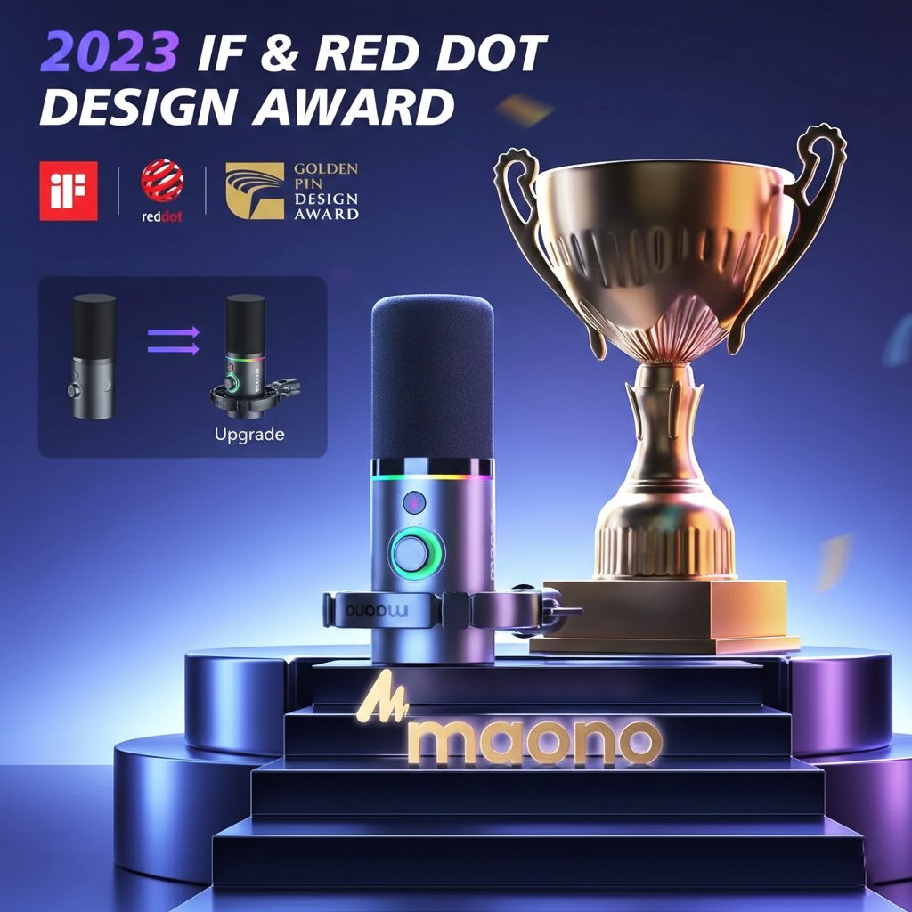 Micrófono Dinámico Maono PD200XS USB y XLR con Brazo Articulado y RGB