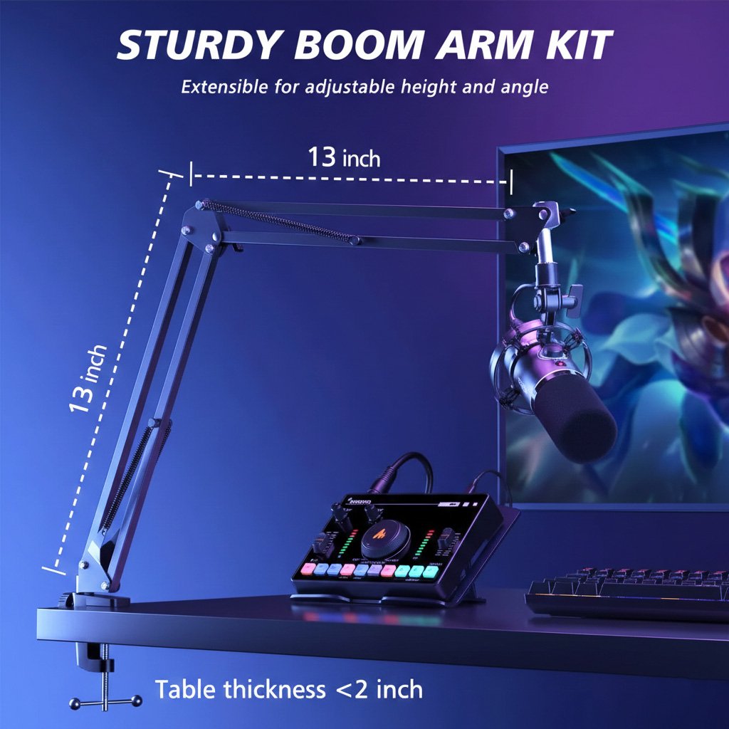 Micrófono Dinámico Maono PD200XS USB y XLR con Brazo Articulado y RGB