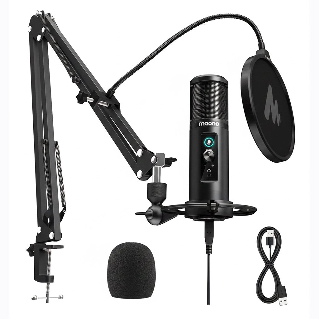 Micrófono Condensador Maono PM422 USB con Brazo Articulado – Negro