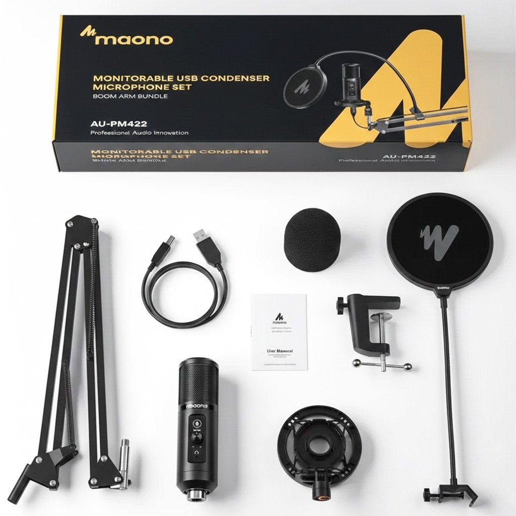 Micrófono Condensador Maono PM422 USB con Brazo Articulado – Negro