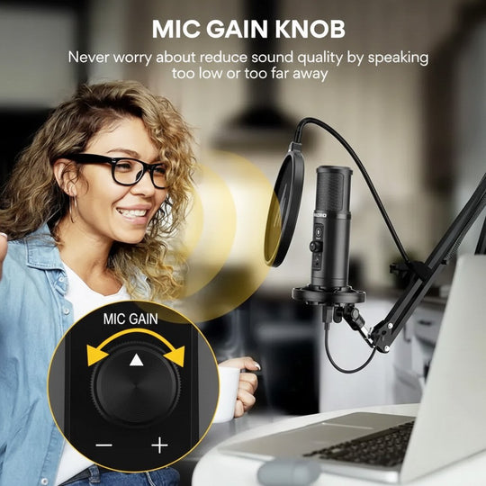 Micrófono Condensador Maono PM422 USB con Brazo Articulado – Negro