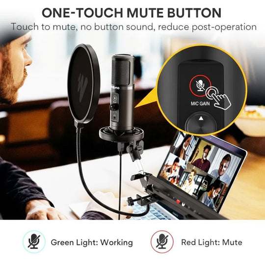 Micrófono Condensador Maono PM422 USB con Brazo Articulado – Negro