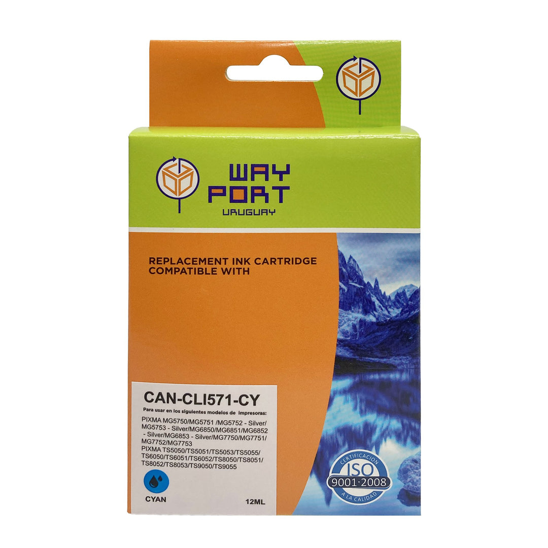 Cartucho Compatible Way Port CLI-571 Cyan para Canon PIXMA