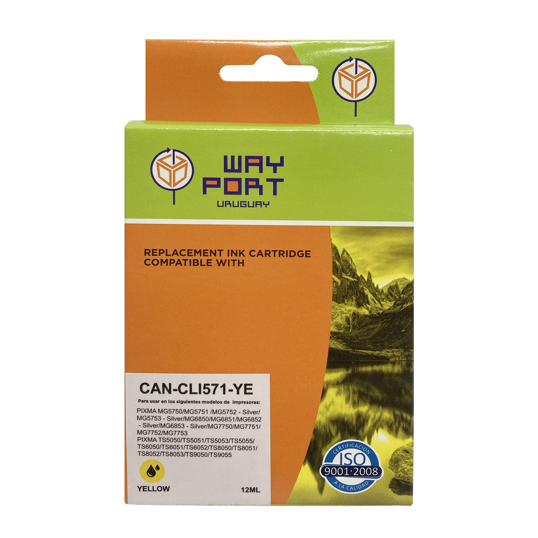 Cartucho Compatible Way Port CLI-571 Amarillo para Canon PIXMA