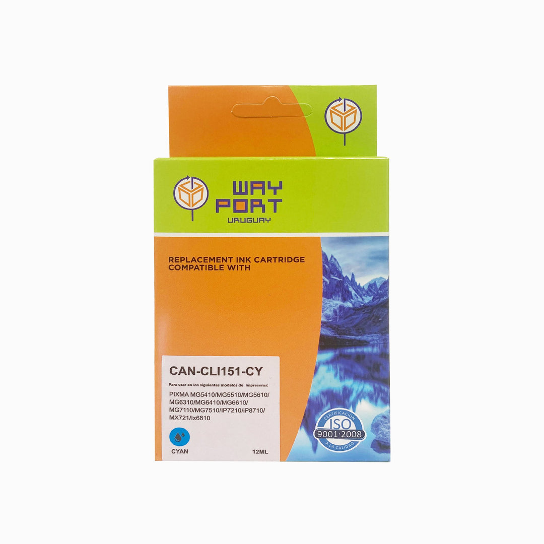 CART. WAYPORT P/CANON CLi151 CYAN PIXMA iP7210 / IX6810 / MG5410 / MG5510 / MG6310 / MG6410 / MG7110 / MX721