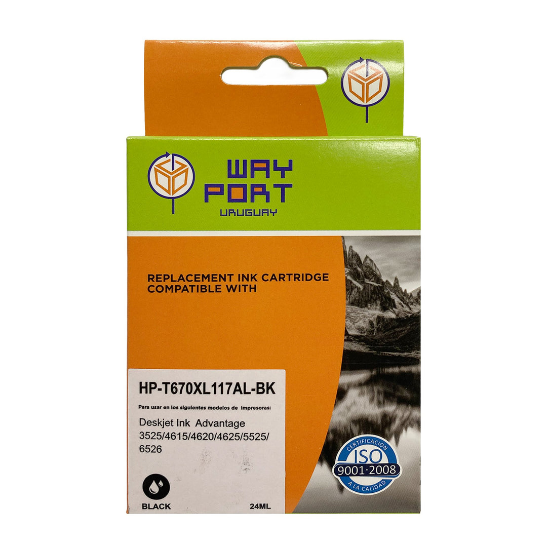 Cartucho Compatible Way Port HP 670XL (CZ117AL) Negro para HP