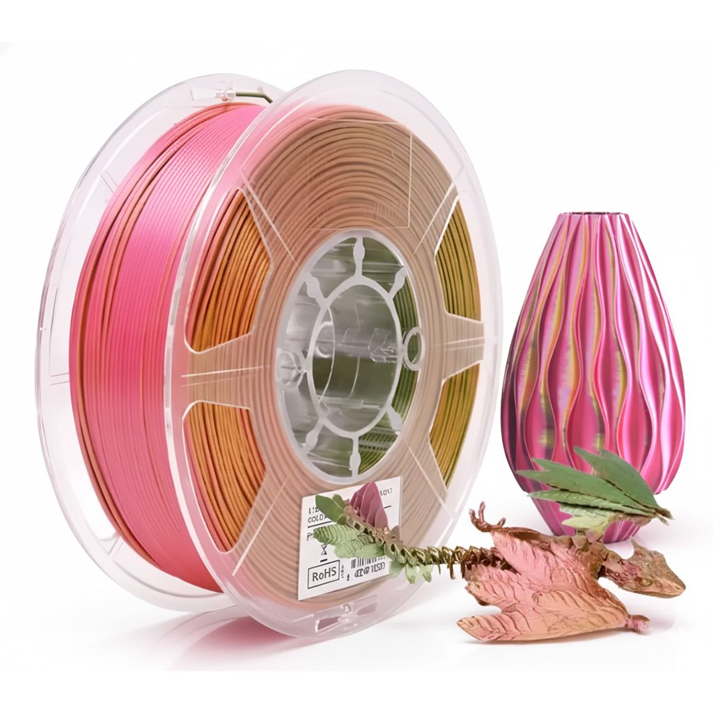 FILAMENTO P/3D ePLA-Silk Mystic (triple colors)Gold Red Green1.75MM 1K