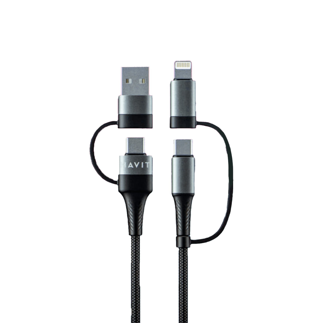 Cable Havit 4 en 1 Carga Rápida 60W – USB / USB-C / Lightning