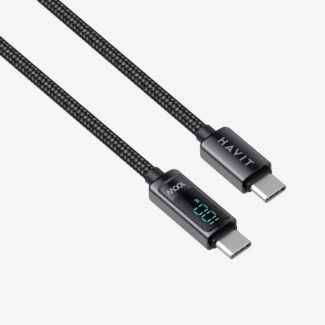 Cable USB-C a USB-C Havit 2m PD 100W Carga Rápida con Display