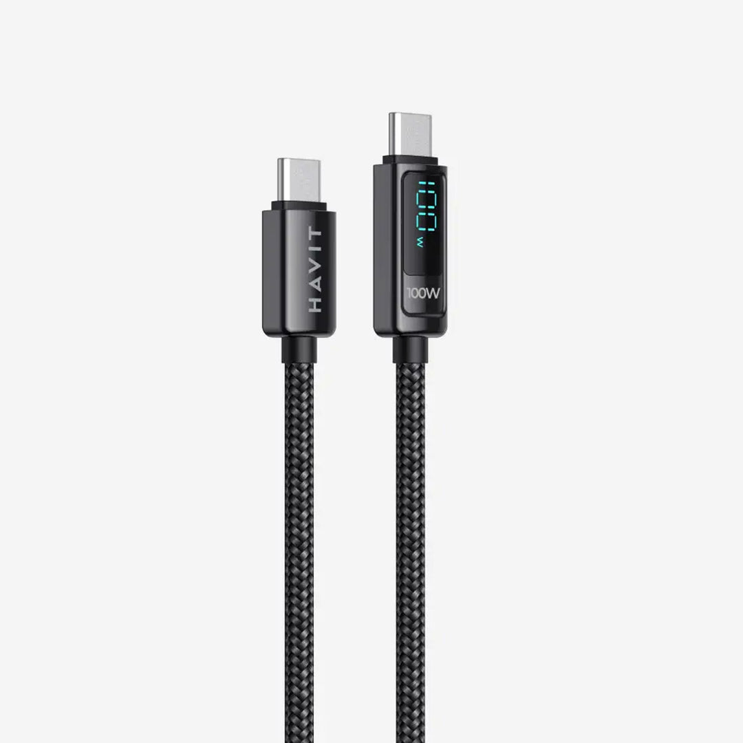 Cable USB-C a USB-C Havit 2m PD 100W Carga Rápida con Display
