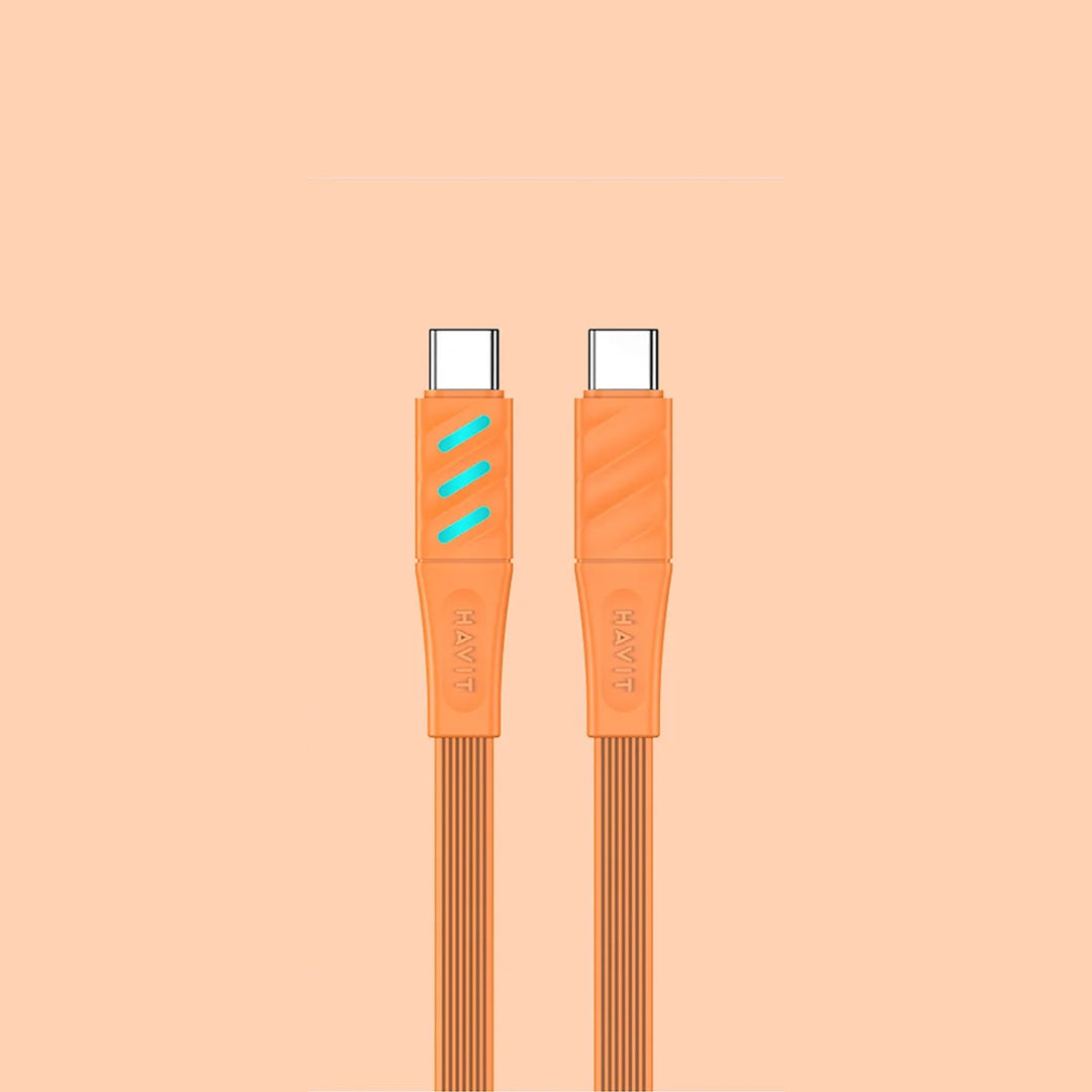 Cable Havit CB6255 USB-C a Lightning Carga Rápida 30W con LED – Naranja