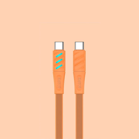 Cable Havit CB6255 USB-C a Lightning Carga Rápida 30W con LED – Naranja
