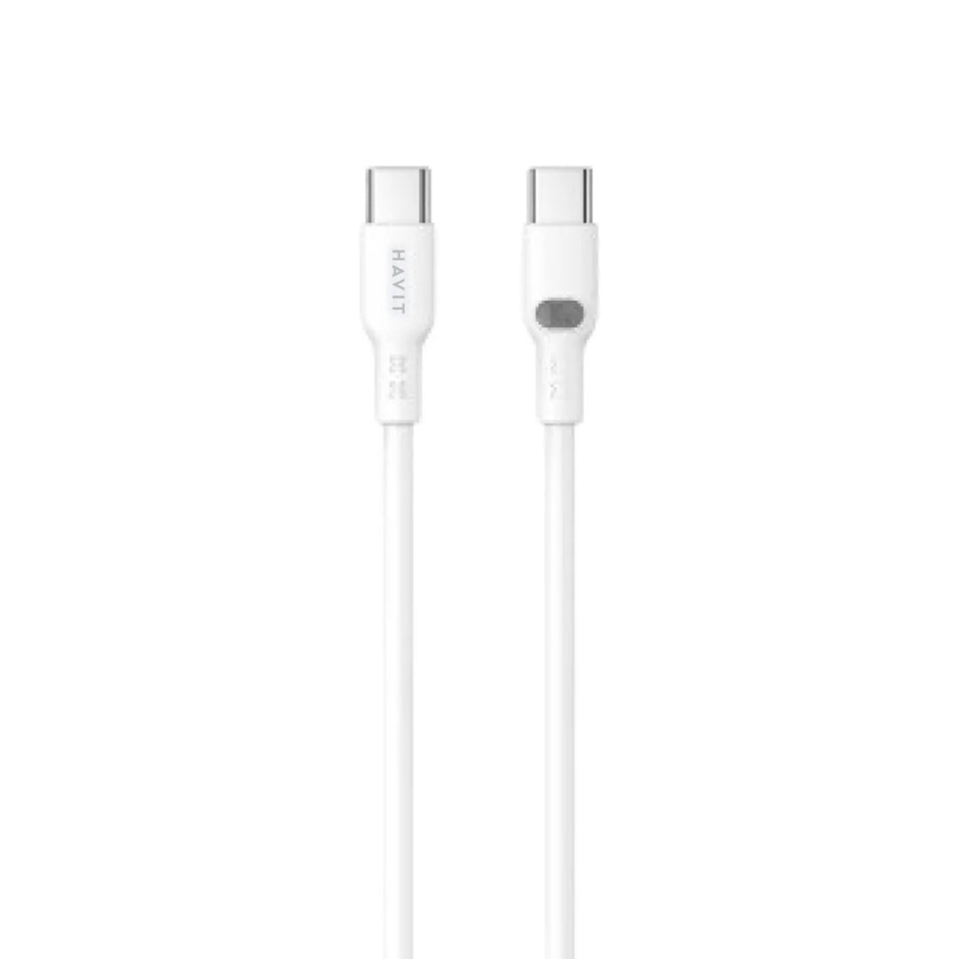 Cable Havit USB-C a USB-C Carga Rápida 100W Blanco 1.2 m – CB6280