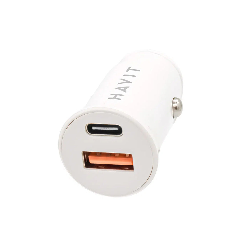 Cargador Auto Havit HV-CC2022 20W USB-C PD + QC 3.0 Blanco