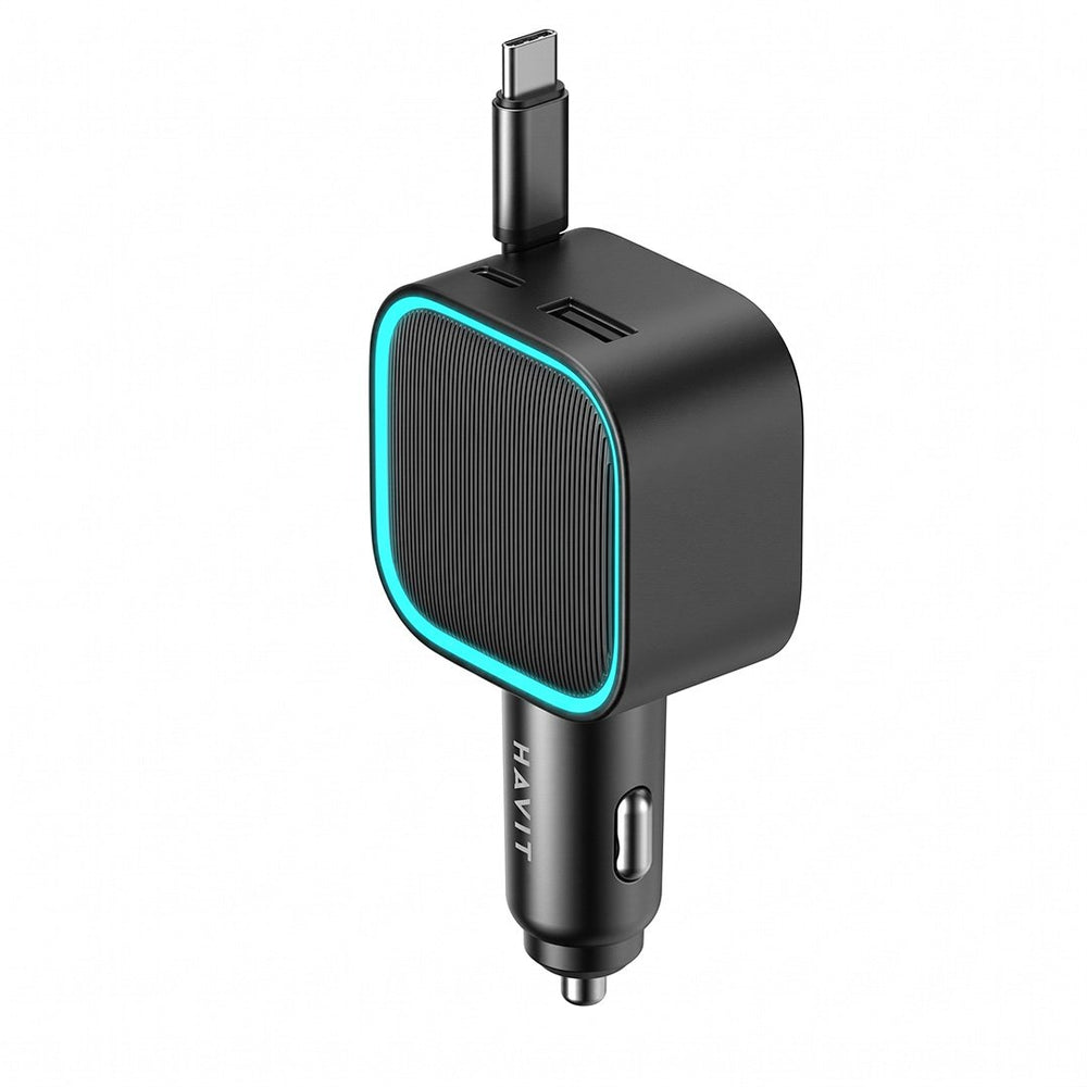 Cargador para Auto Havit CC2040 45W PD con Cable USB-C Retráctil