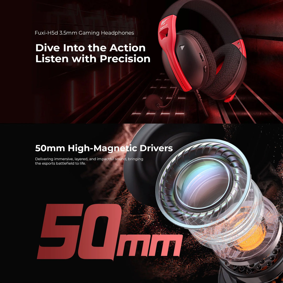 Auriculares Gamer Havit Fuxi H5 Inalámbricos 4 Modos 7.1 Rojo