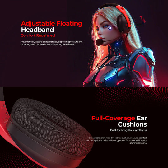 Auriculares Gamer Havit Fuxi H5 Inalámbricos 4 Modos 7.1 Rojo