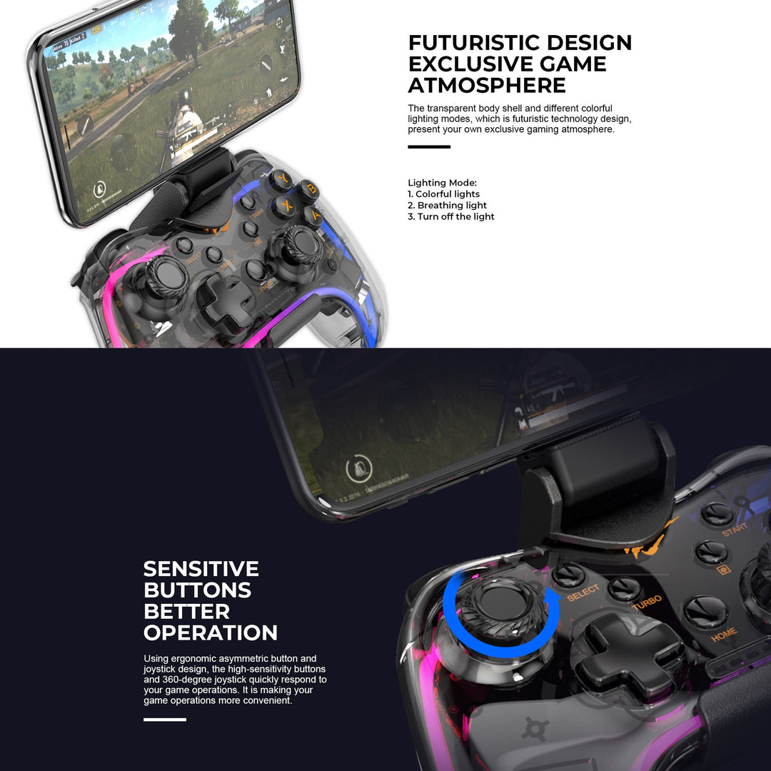 Joystick Gamepad Havit HV-G180BT Bluetooth RGB Multiplataforma