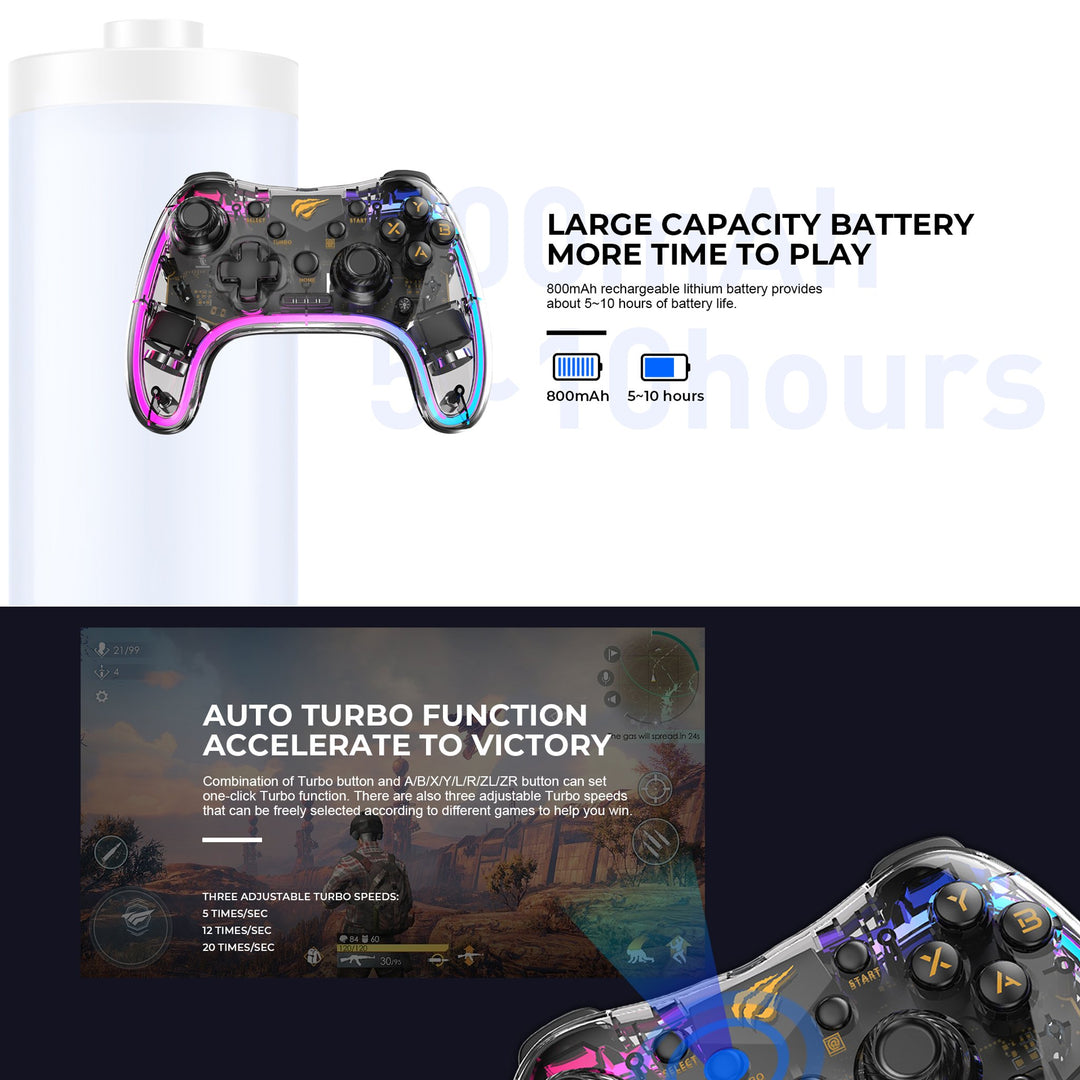 Joystick Gamepad Havit HV-G180BT Bluetooth RGB Multiplataforma