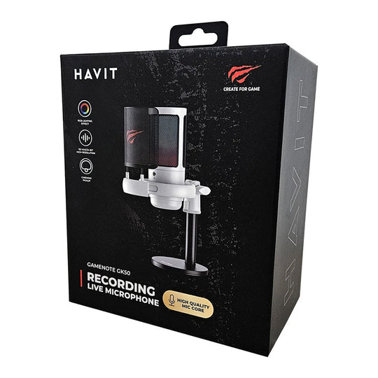 Micrófono Havit GK50 Streaming RGB Blanco