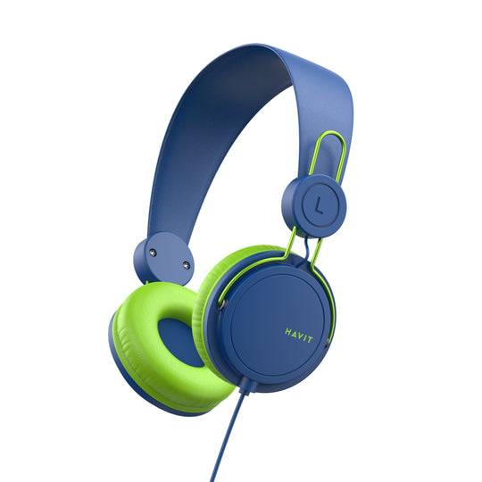 Auricular Havit Cableado con Vincha y Micrófono Integrado Blue + Green