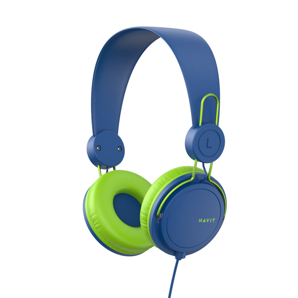 Auricular Havit Cableado con Vincha y Micrófono Integrado Blue + Green