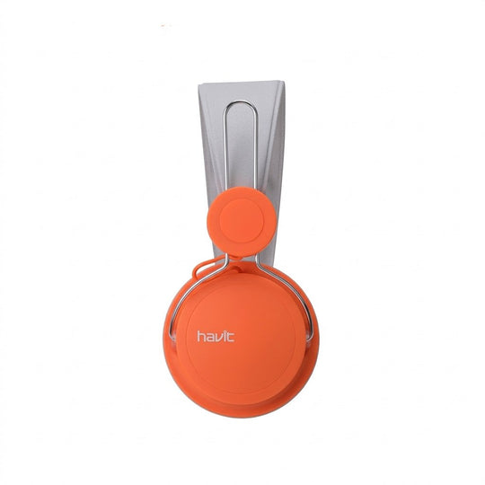 Auricular Havit Cableado con Vincha y Micrófono – Gris y Naranja