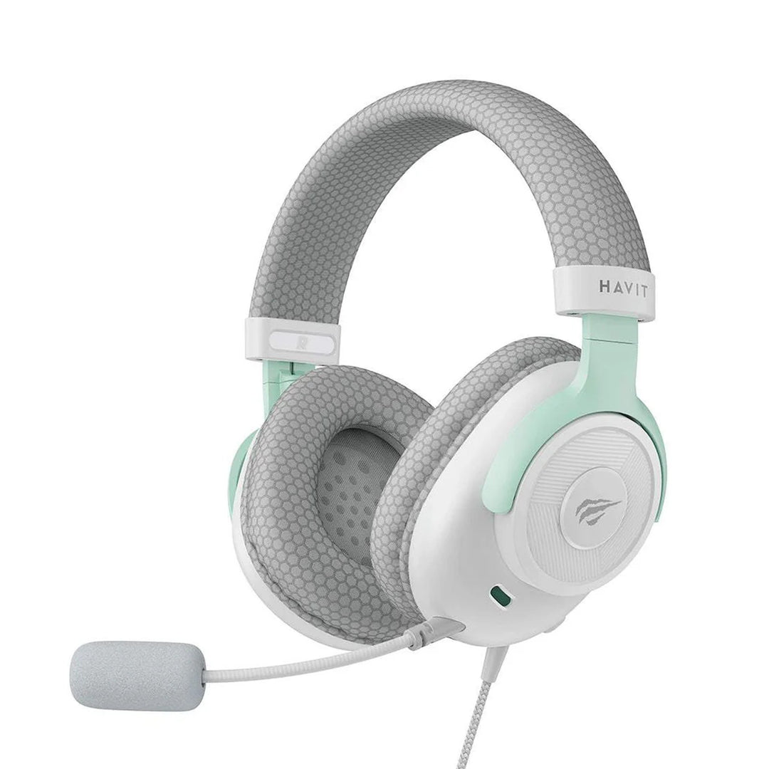 Auriculares Gamer Havit HV-H2230D – Blanco / Gris / Verde Agua