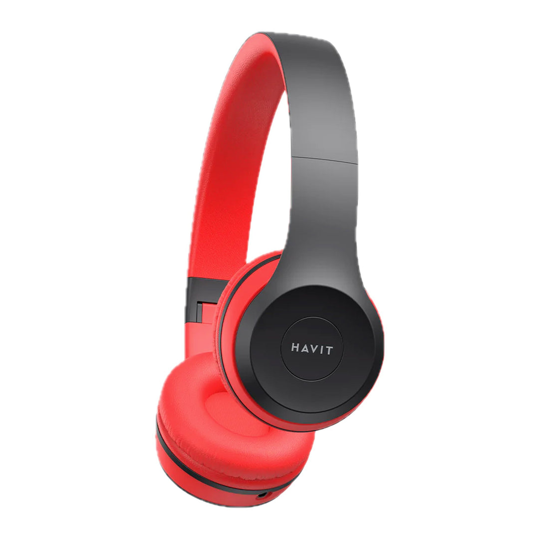 Auriculares Bluetooth Havit Vincha Plegables Rojo y Negro con FM