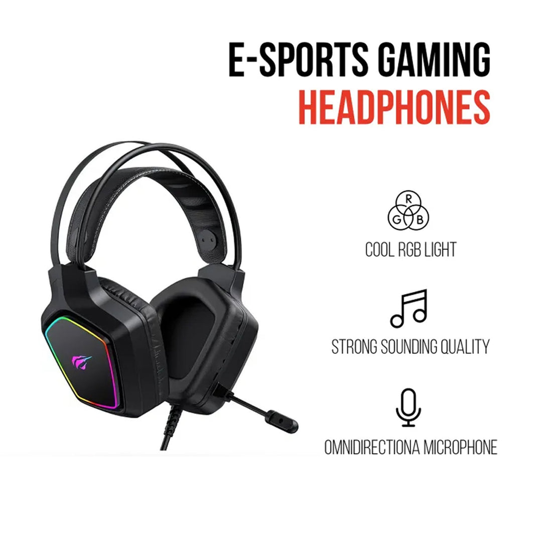 Auriculares Gamer Havit RGB con Micrófono 50mm USB + 3.5 mm