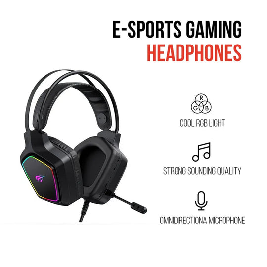 Auriculares Gamer Havit RGB con Micrófono 50mm USB + 3.5 mm