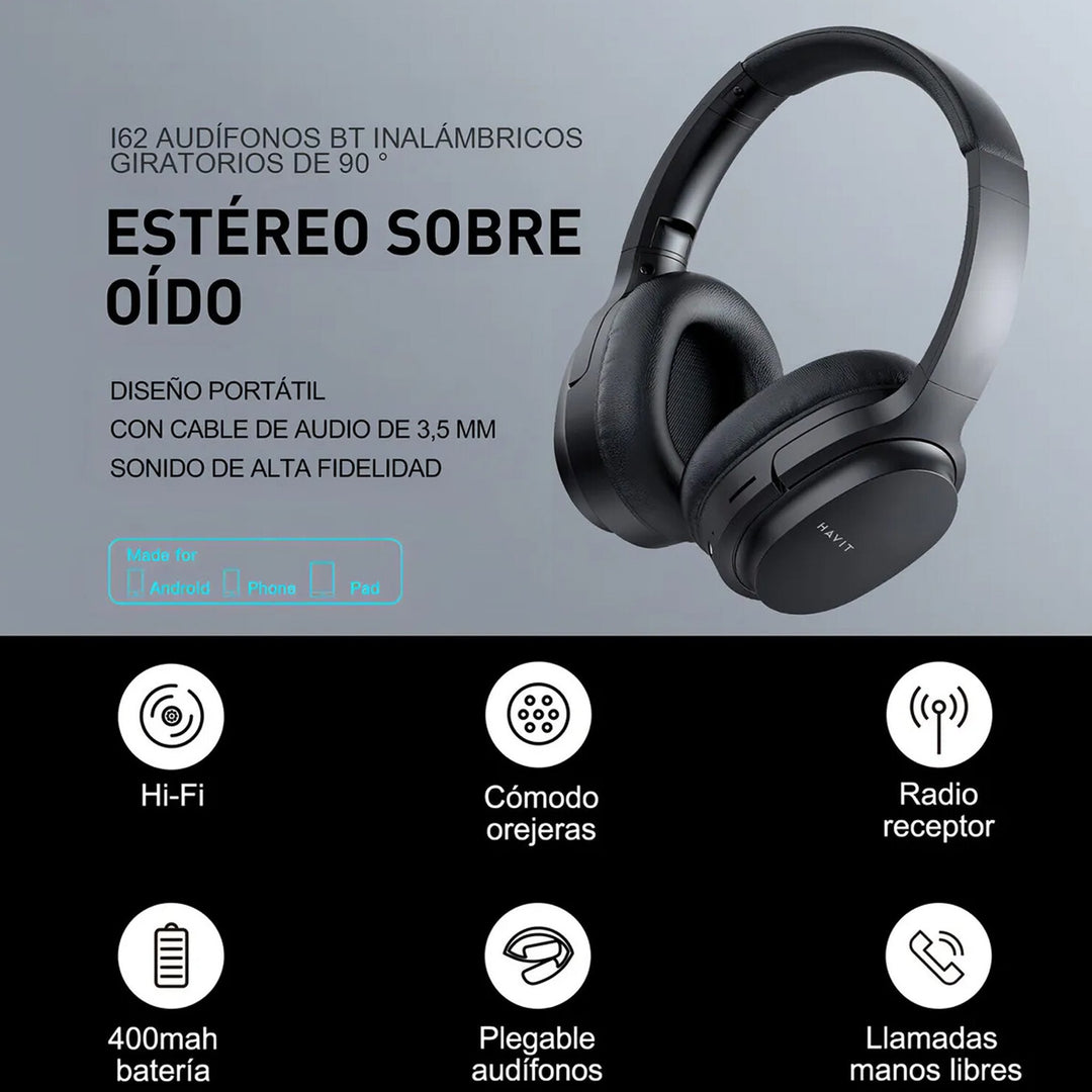 Auricular Havit I62 Inalámbrico Bluetooth Negro